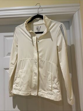 Izod Sporty Jacket Althleisure Urban Cream Jacket with Snap Front
